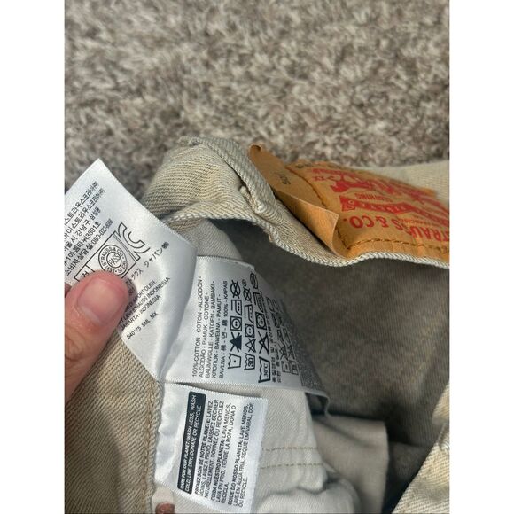 Levi’s 501 Straight Leg White Oak Cone Denim Men’s 33X34 Tan Khaki Button Fly - Picture 4 of 11